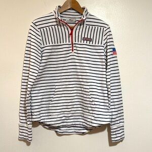 Vineyard Vines White and Blue Striped Pullover